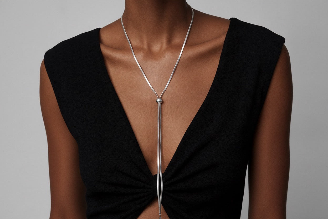 Adjustable Silver Lariat Necklace